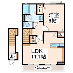 中小峯 徒歩7分 2階の物件間取画像